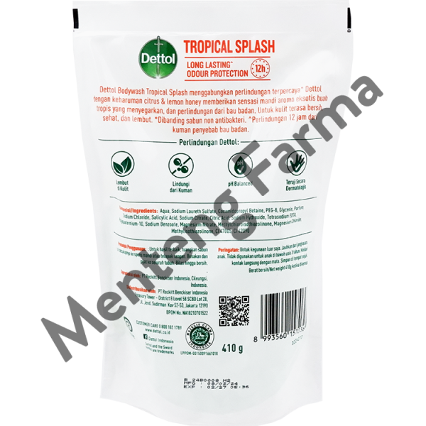 Sabun Mandi Cair Dettol Tropical Splash - 410 Gram For Sale