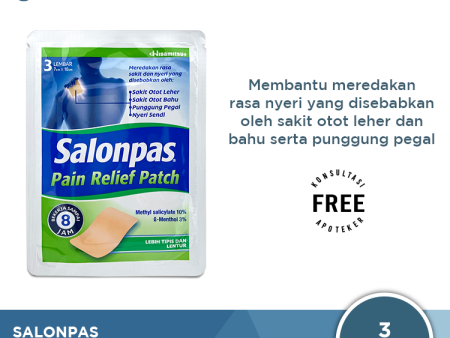 Salonpas Pain Relief Patch 3 Lembar - Koyo Nyeri Otot dan Sendi on Sale