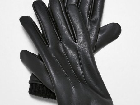 Synthetic leather hanskat - Musta Fashion