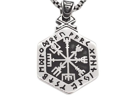 Hexagonal Vegvisir kaulakoru - Teräs Cheap