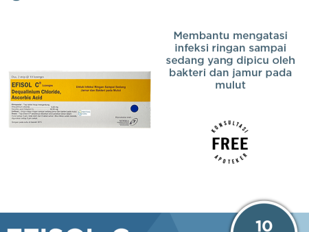 Efisol-C 10 Tablet - Obat Infeksi Jamur dan Bakteri pada Mulut Supply