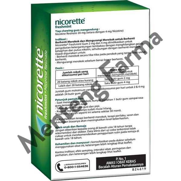 Nicorette Freshmint Gum 4 Mg 15 Butir - Permen Karet Nicorette untuk Berhenti Merokok Cheap