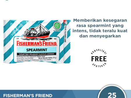 Fisherman s Friend Spearmint Sugar Free - Permen Pelega Tenggorokan on Sale