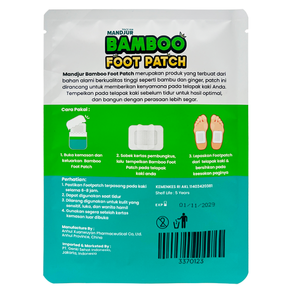 Mandjur Bamboo Foot Patch - Koyo Detox Kaki Bamboo Isi 2 Pcs Discount