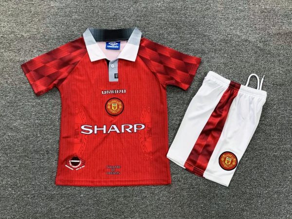 Kids Manchester United 1996 97 Retro Kit | Man Utd Beckham kids shirt Supply