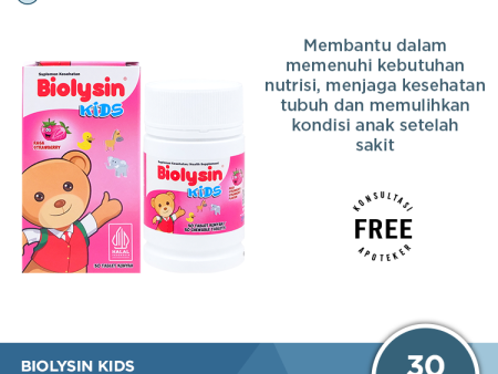 Biolysin Kids Rasa Strawberry 30 Tablet Kunyah - Tablet Multivitamin Anak For Sale