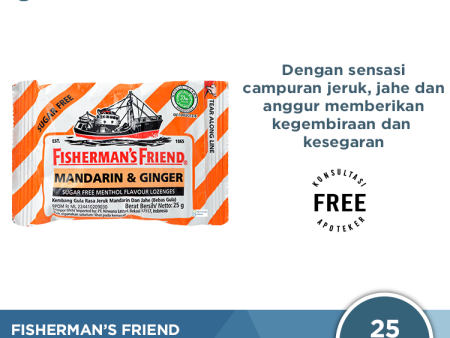 Fisherman s Friend Mandarin & Ginger Sugar Free - Permen Pereda Tenggorokan For Cheap