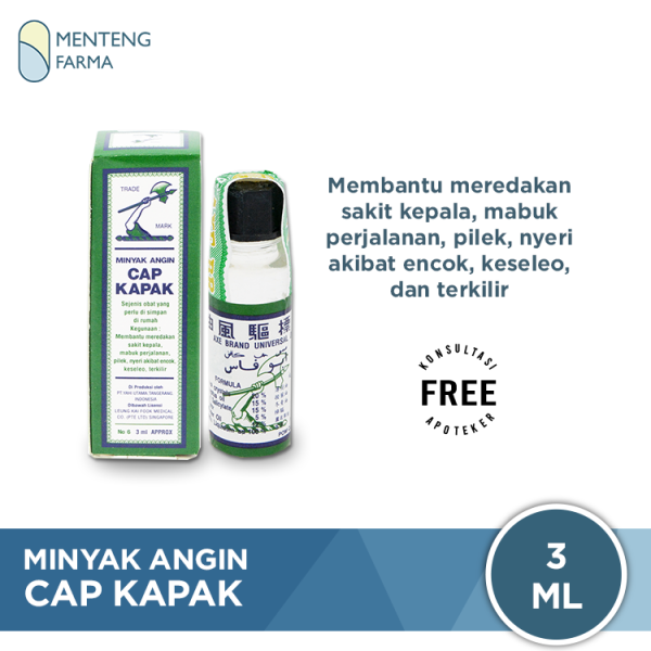 Minyak Angin Cap Kapak 3 mL - Pereda Masuk Angin dan Mabuk Perjalanan Fashion