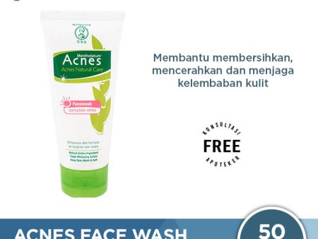 Acnes Natural Care Face Wash Complete White 50 Gr - Mencerahkan dan Merawat Kulit Berjerawat Supply