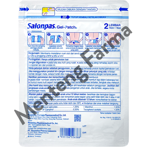 Salonpas Gel Patch 2 lembar - Koyo Elastis Pereda Nyeri Otot dan Sendi For Sale