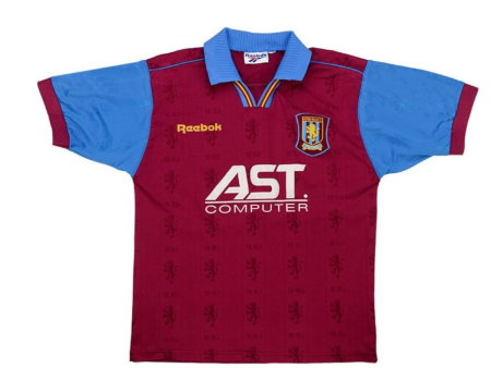 1996 97 Aston Villa Home Jersey – Retro AST Computer Sponsor, Reebok Vintage Classic Hot on Sale