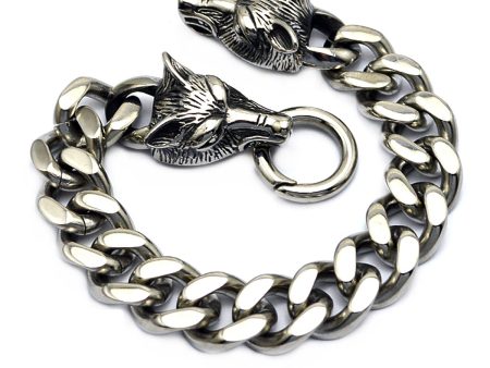 Steel Chain Wolf Head rannekoru - Teräs Cheap