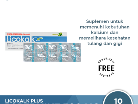 Licokalk Plus Papermint 300 mg 10 Kaplet - Suplemen Kalsium For Sale