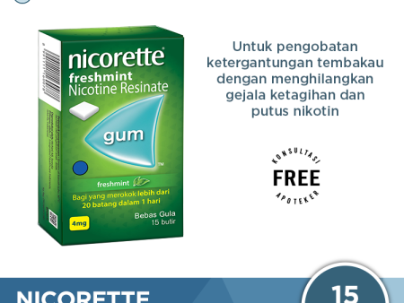 Nicorette Freshmint Gum 4 Mg 15 Butir - Permen Karet Nicorette untuk Berhenti Merokok Cheap