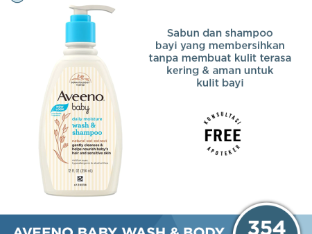 Aveeno Baby Daily Moisture Wash & Shampoo 354 mL - Sabun dan Shampoo Bayi Kulit Sensitif Online Hot Sale