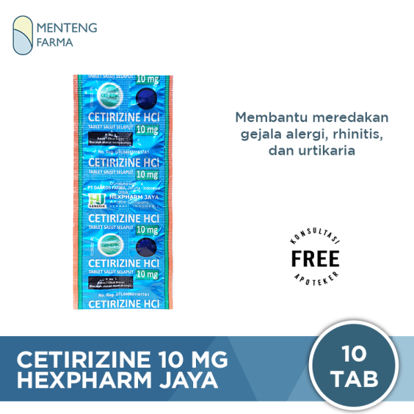 Cetirizine Hexpharm 10 mg 10 Tablet - Obat Rhinitis dan Gatal Alergi For Discount