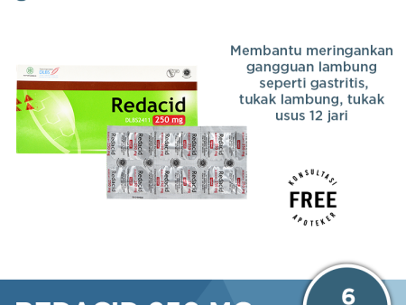 Redacid 250 mg 6 Kaplet - Meringankan Gangguan Pada Lambung For Sale