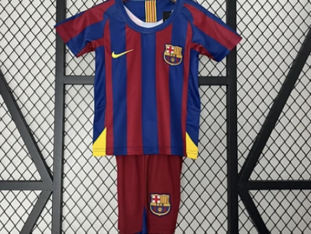 Barcelona 2005-06 Kids Home Kit - Customizable Jersey & Shorts | Perfect for Messi Fans! Online Hot Sale