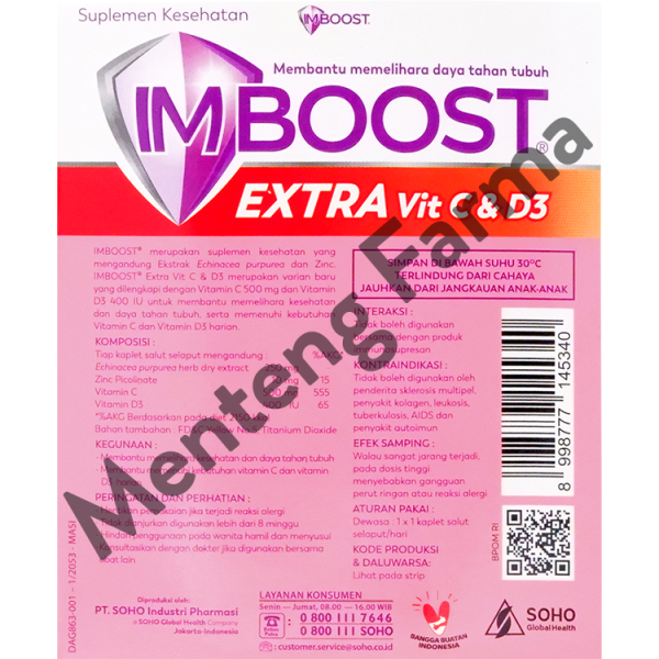 Imboost Extra Vit C & D3 Strip 4 Tablet - Memelihara Daya Tahan Tubuh Online