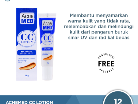 Acnemed CC Lotion Natural SPF 38+ PA+++ 12 Gr - Menyamarkan Warna Kulit Tidak Rata Discount