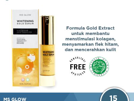 Ms Glow Whitening Gold Serum 15 mL - Formula Gold Extract Untuk Mencerahkan Kulit Wajah For Sale